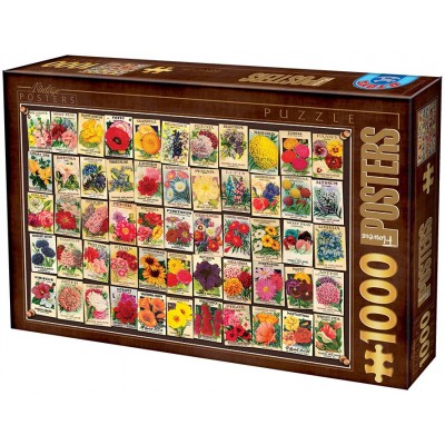 Puzzle 1000 piese D-Toys - Vintage Collage - Flowers...