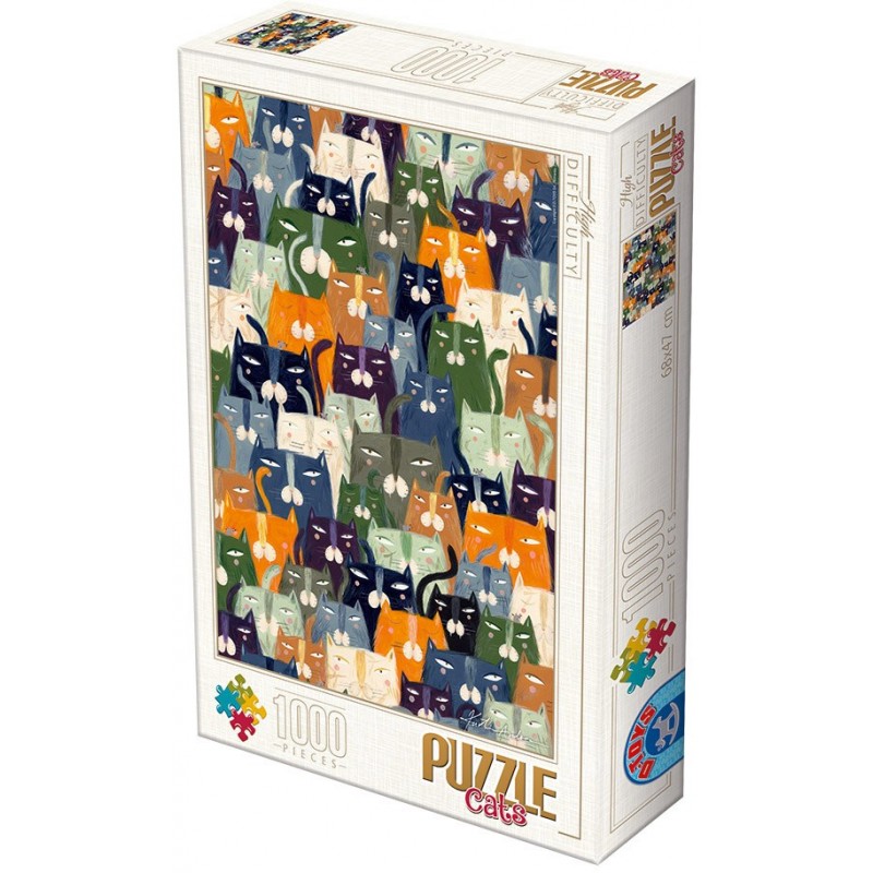 Puzzle 1000 piese D-Toys - Andrea Kurti: Cats (Dtoys-76847)