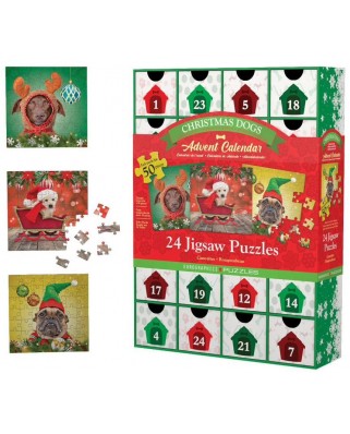 Puzzle 50 piese Eurographics - Advent Calendar - Christmas Dogs - 24 Puzzles (Eurographics-8924-5738)