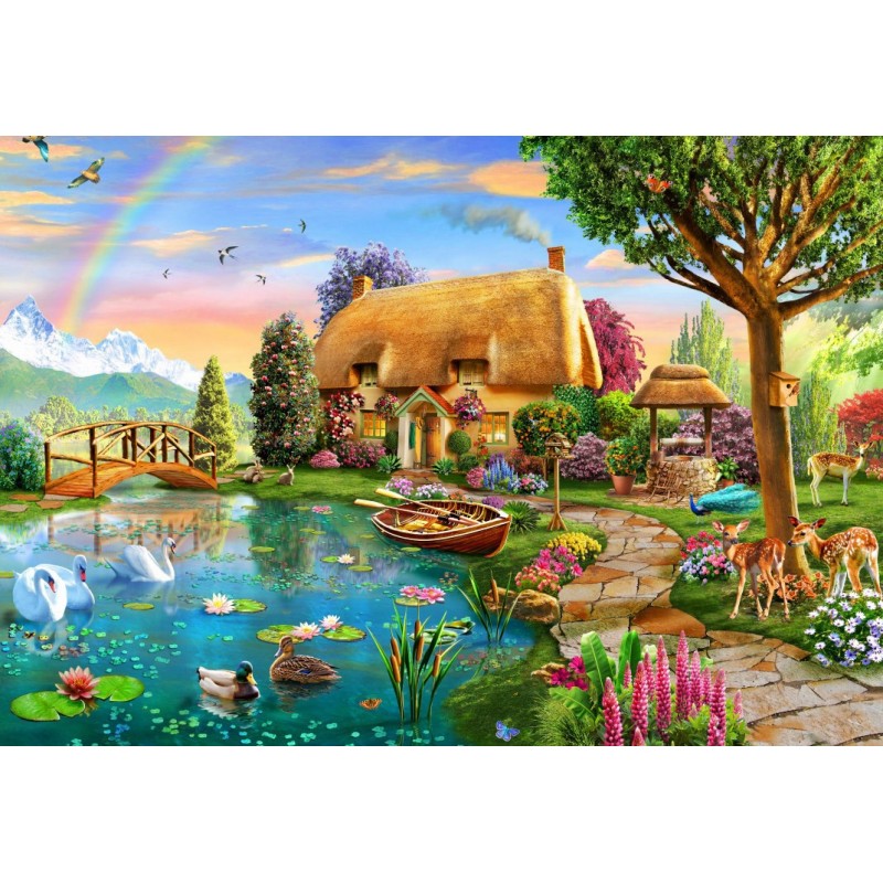 Puzzle 1000 piese Bluebird Puzzle - Adrian Chesterman: Lakeside Cottage (Bluebird-Puzzle-F-90008)