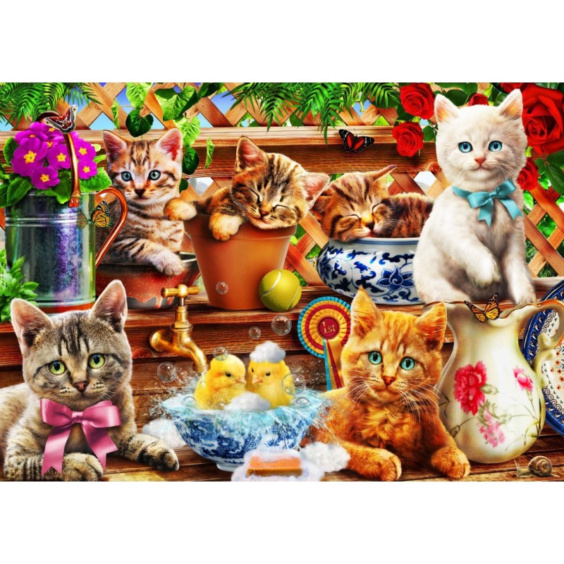 Puzzle 104 piese Bluebird Puzzle - Kittens in the Potting Shed (Bluebird-Puzzle-F-90065)