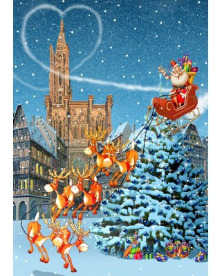 Puzzle 104 piese Bluebird Puzzle - Francois Ruyer: Cathedrale de Strasbourg a Noel (Bluebird-Puzzle-F-90066)