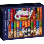 Puzzle 204 piese Bluebird Puzzle - Cat Bookshelf (Bluebird-Puzzle-F-90075)