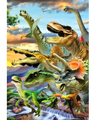 Puzzle 300 piese Bluebird Puzzle - Robinson Howard: Dino Sunset (Bluebird-Puzzle-F-90088)