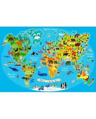 Puzzle 300 piese Bluebird Puzzle - World Travel Map (Bluebird-Puzzle-F-90091)