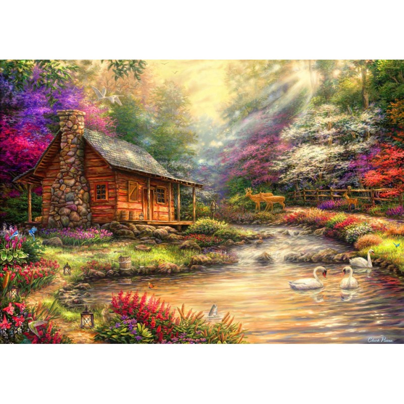 Puzzle 1000 piese Bluebird Puzzle - Chuck Pinson: Brookside Retreat (Bluebird-Puzzle-F-90211)