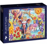 Puzzle 1000 piese Bluebird Puzzle - Elephants in the Garden (Bluebird-Puzzle-F-90367)