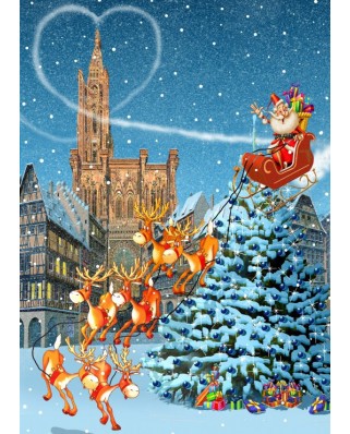 Puzzle 12 piese Bluebird Puzzle - Francois Ruyer: Cathedrale de Strasbourg a Noel (Bluebird-Puzzle-F-90410)