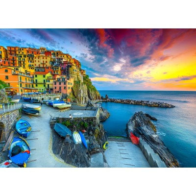 Puzzle 1000 piese ENJOY - Manarola Harbor at Sunset,... 2