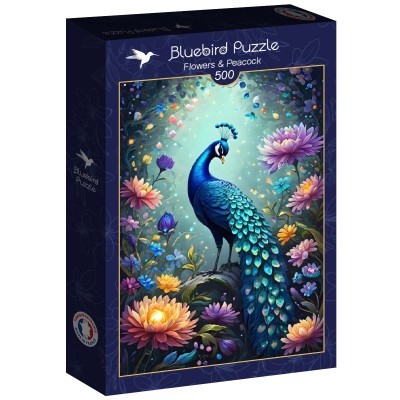 Puzzle 500 piese Bluebird - Flowers & Peacock... 2