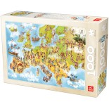 Puzzle 1000 piese D-Toys - Cartoon Collection - Map of Europe (Dtoys-76120)