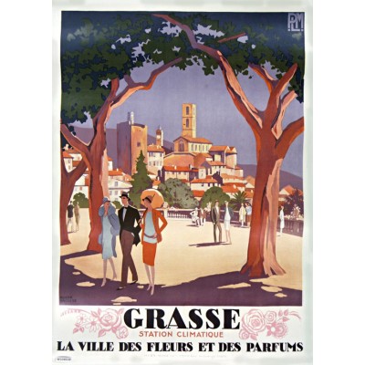 Puzzle 500 piese Grafika - Roger Broders:Grasse, La Ville...