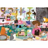 Puzzle 1000 piese Pieces & Peace - My Happy Place is in the Cat Cafe (Pieces-Peace-F-00171)