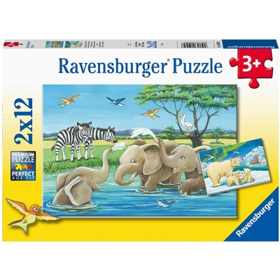 Puzzle 2x12 piese Ravensburger - Baby Animals from All...