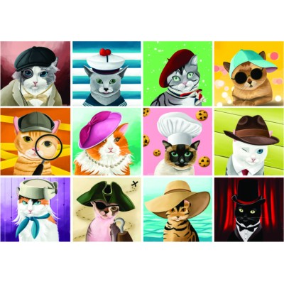 Puzzle 1000 piese Roovi - Cats with Hats (Roovi-79459)