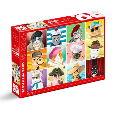 Puzzle 1000 piese Roovi - Cats with Hats (Roovi-79459) 2