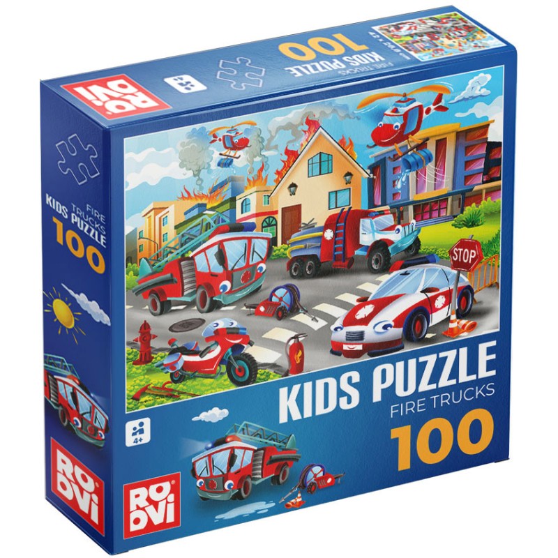 Puzzle 100 piese Roovi - Fire Engines...