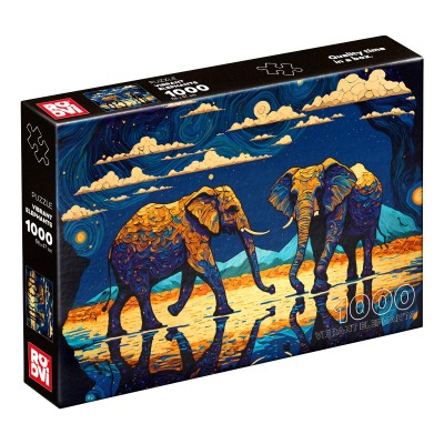 Puzzle 1000 piese Roovi - Vibrant Elephants (Roovi-81117) 2