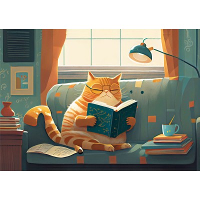 Puzzle 1000 piese Yazz - Cat & Books (Yazz-3827)