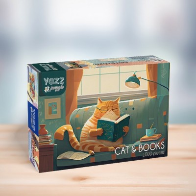 Puzzle 1000 piese Yazz - Cat & Books (Yazz-3827) 2