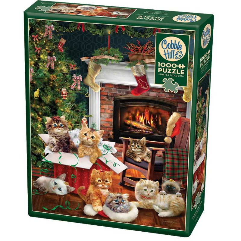 Puzzle 1000 piese Cobble Hill - Christmas Kittens (Cobble-Hill-40216)