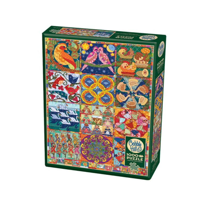 Puzzle 1000 piese Cobble Hill - Twelve Days of Christmas Quilt (Cobble-Hill-40049)
