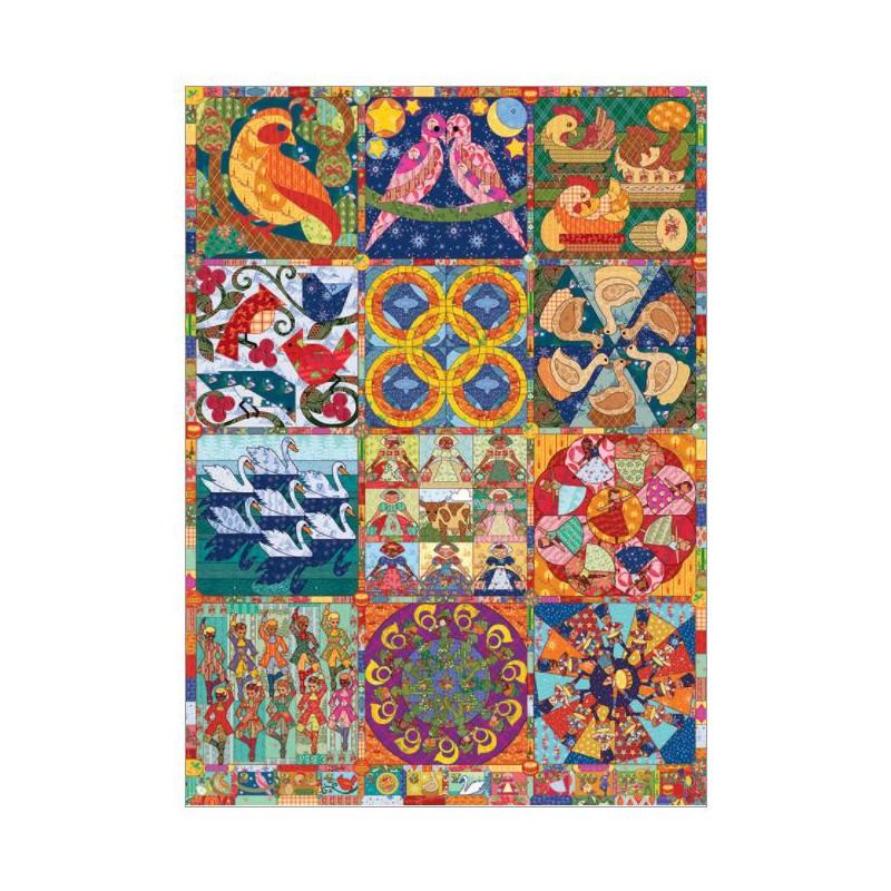 Puzzle 1000 piese Cobble Hill - Twelve Days of Christmas Quilt (Cobble-Hill-40049)