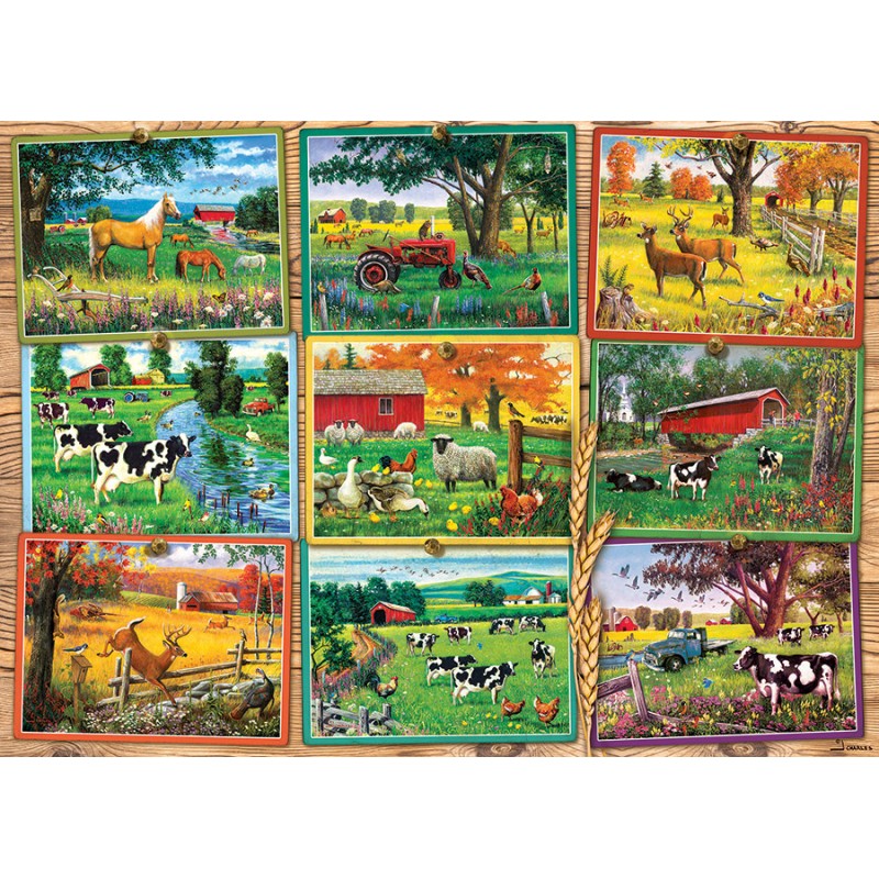 Puzzle 1000 piese Cobble Hill - Postcards from the Farm (Cobble-Hill-40014)