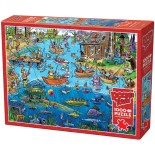 Puzzle 1000 piese Cobble Hill - DoodleTown: Gone Fishing (Cobble-Hill-44503)