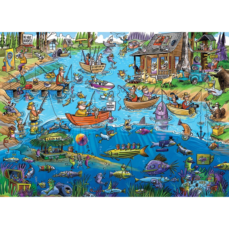 Puzzle 1000 piese Cobble Hill - DoodleTown: Gone Fishing (Cobble-Hill-44503)