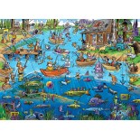 Puzzle 1000 piese Cobble Hill - DoodleTown: Gone Fishing (Cobble-Hill-44503)