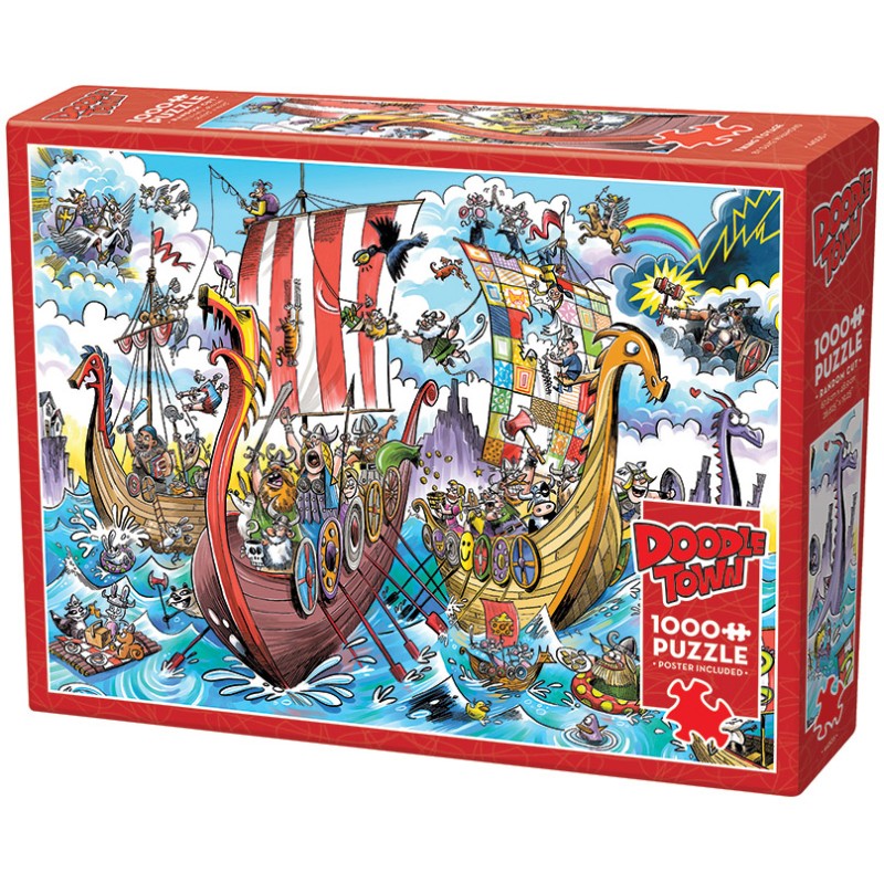 Puzzle 1000 piese Cobble Hill - DoodleTown: Viking Voyage (Cobble-Hill-44505)