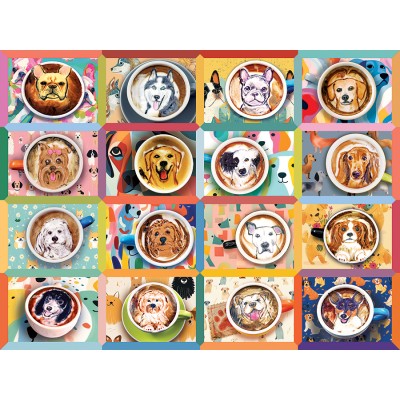 Puzzle 275 piese Cobble Hill - Michael Breach: Puppy Lattes (Cobble-Hill-48032)