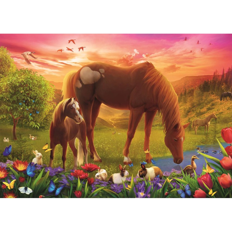 Puzzle 500 piese Trefl - Horses in the Meadow (Trefl-37451)