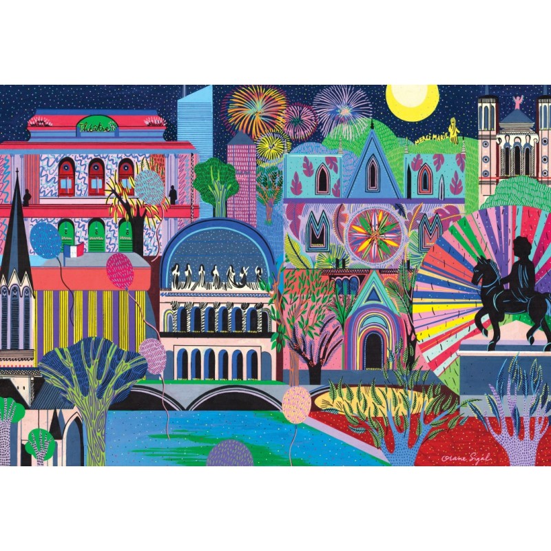 Puzzle 1000 piese Pieces & Peace - Sigal Orane: Lights of Lyon (Pieces-Peace-F-00213)
