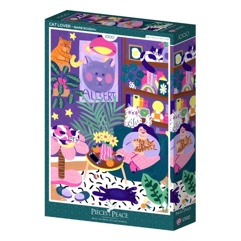 Puzzle 1000 piese Pieces & Peace - Boiseau Marie: Cat Lover (Pieces-Peace-F-00226)