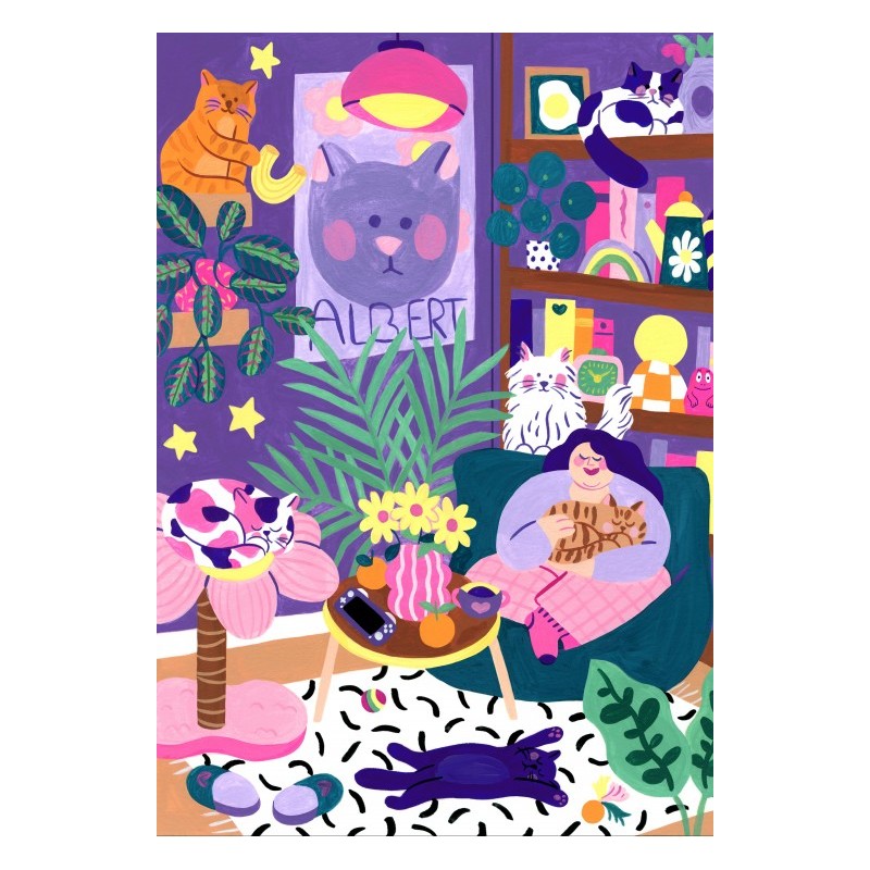 Puzzle 1000 piese Pieces & Peace - Boiseau Marie: Cat Lover (Pieces-Peace-F-00226)