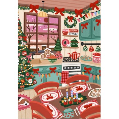 Puzzle 1000 piese Pieces & Peace - Nidhi Kachhadiya: Christmas Kitchen (Pieces-Peace-F-00262) 2