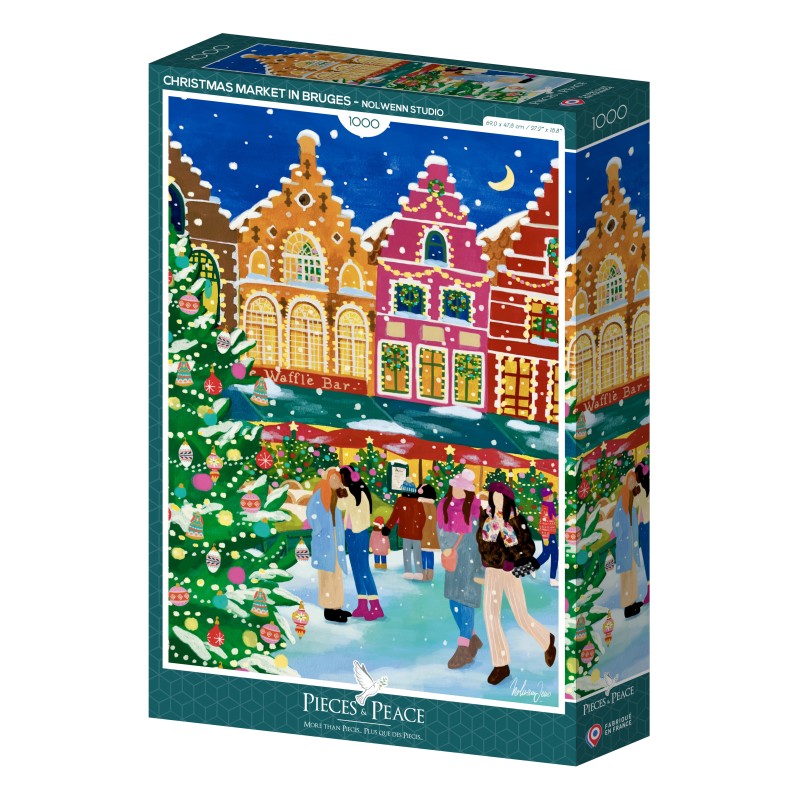 Puzzle 1000 piese Pieces & Peace - Nolwenn Studio: Christmas Market in Bruges (Pieces-Peace-F-00263)