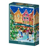 Puzzle 1000 piese Pieces & Peace - Nolwenn Studio: Christmas Market in Bruges (Pieces-Peace-F-00263)