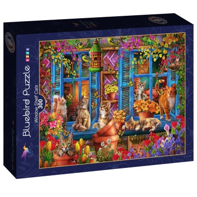 Puzzle 300 piese Bluebird - Marchetti Ciro: Window Shelf Cats (Bluebird-Puzzle-F-90989)