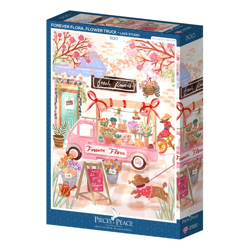 Puzzle 500 piese Pieces & Peace - Lack Studio: Forever Flora, Flower Truck (Pieces-Peace-F-00210)
