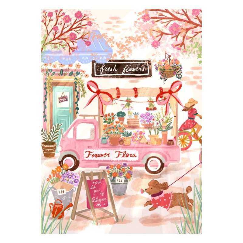 Puzzle 500 piese Pieces & Peace - Lack Studio: Forever Flora, Flower Truck (Pieces-Peace-F-00210)