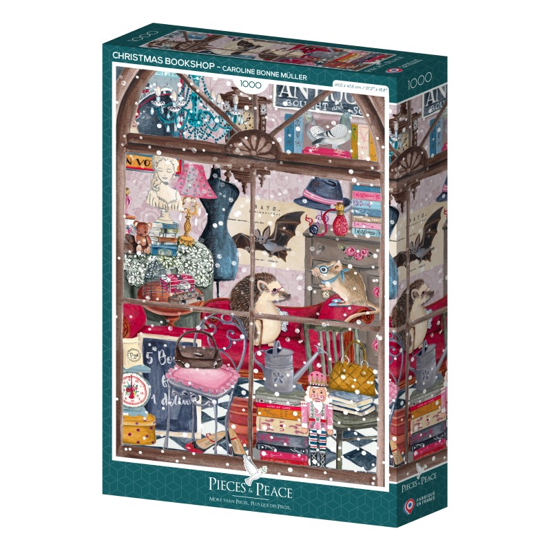 Puzzle 1000 piese Pieces & Peace - Caroline Bonne Müller: Christmas Bookshop (Pieces-Peace-F-00259)