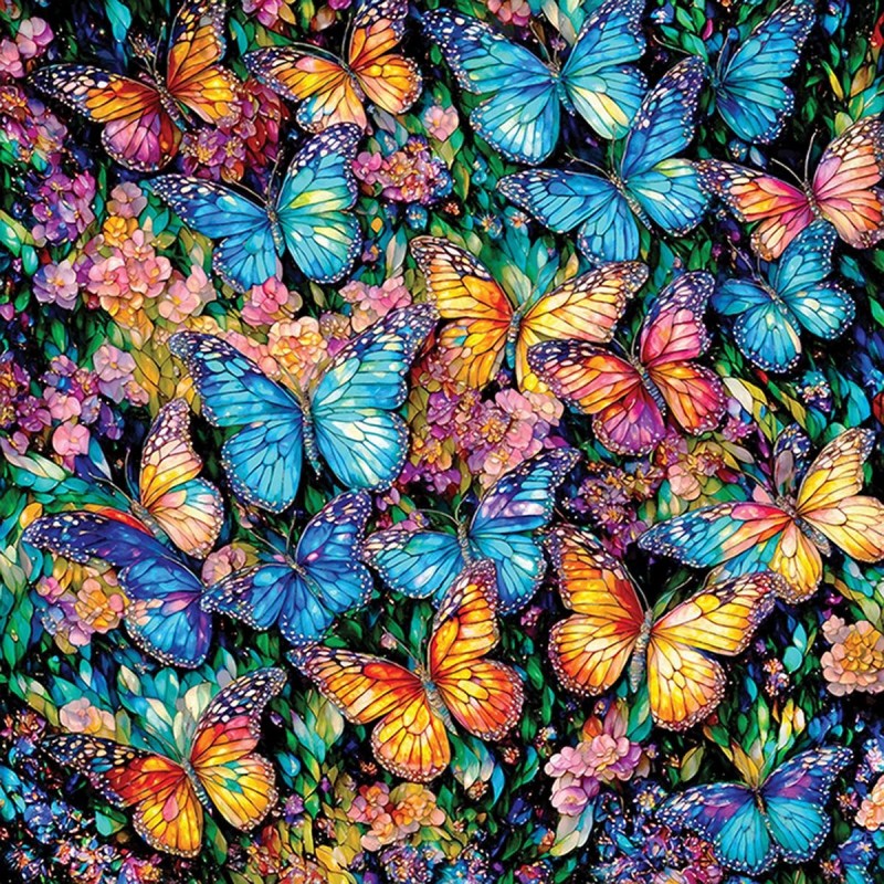 Puzzle 500 piese XXL SunsOut - Peggy Collins: Stained Glass Butterflies (Sunsout-71315)