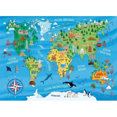 Puzzle 100 piese Nathan - Map of the World (Nathan-86775) 2