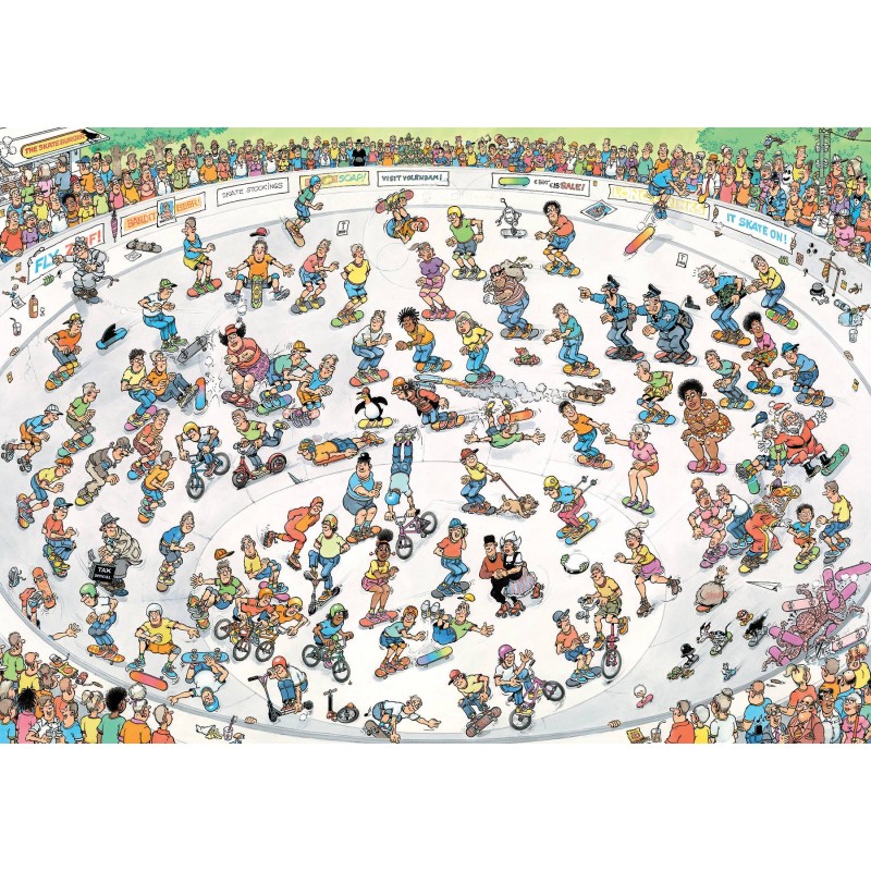 Puzzle 1000 piese Jumbo - Jan Van Haasteren: Riding the Skate Bowl (Jumbo-00625)