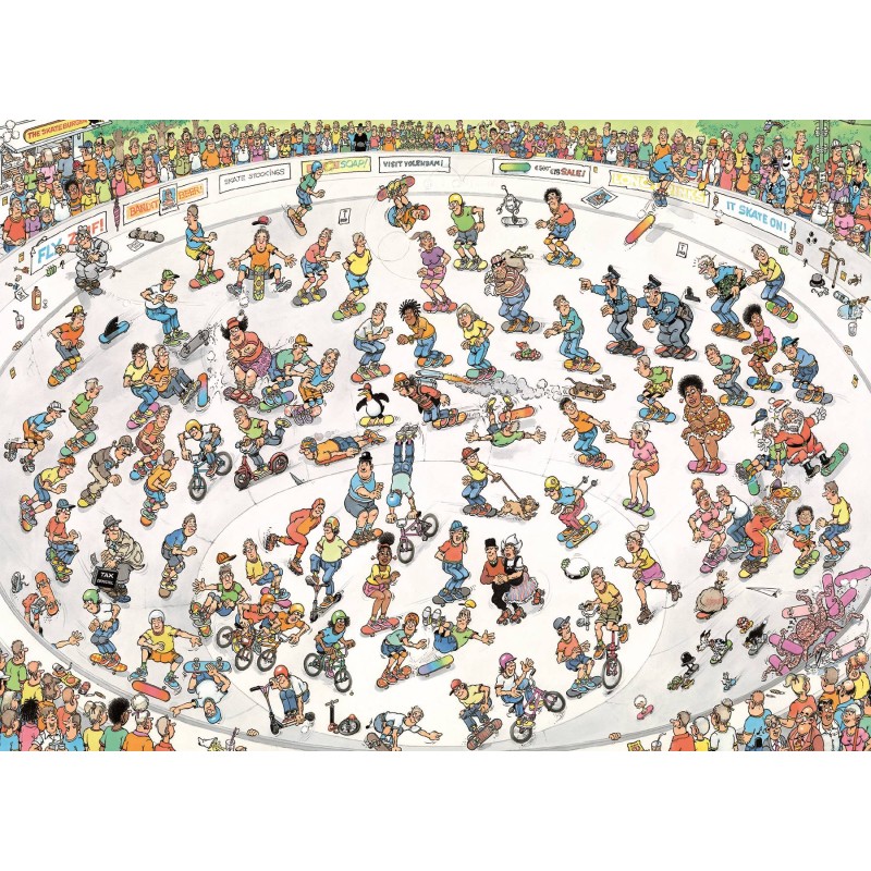 Puzzle 2000 piese Jumbo - Jan Van Haasteren: Riding the Skate Bowl (Jumbo-00642)