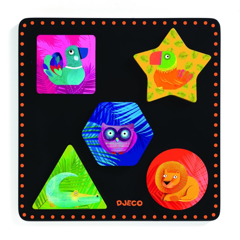 Puzzle 5 piese din lemn Djeco - Wooden Jigsaw Puzzle - Geochic (Djeco-01050)