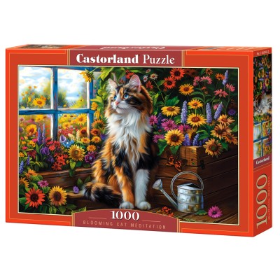 Puzzle 1000 piese Castorland - Blooming Cat Meditation (Castorland-105342)